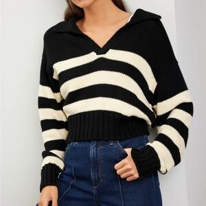 Ciao Lucia Venezia Sweater Black Striped Polo